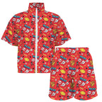 Comic Book Red Women's Windbreaker Short Set Women's Windbreaker Short Set comic Printed Offshore