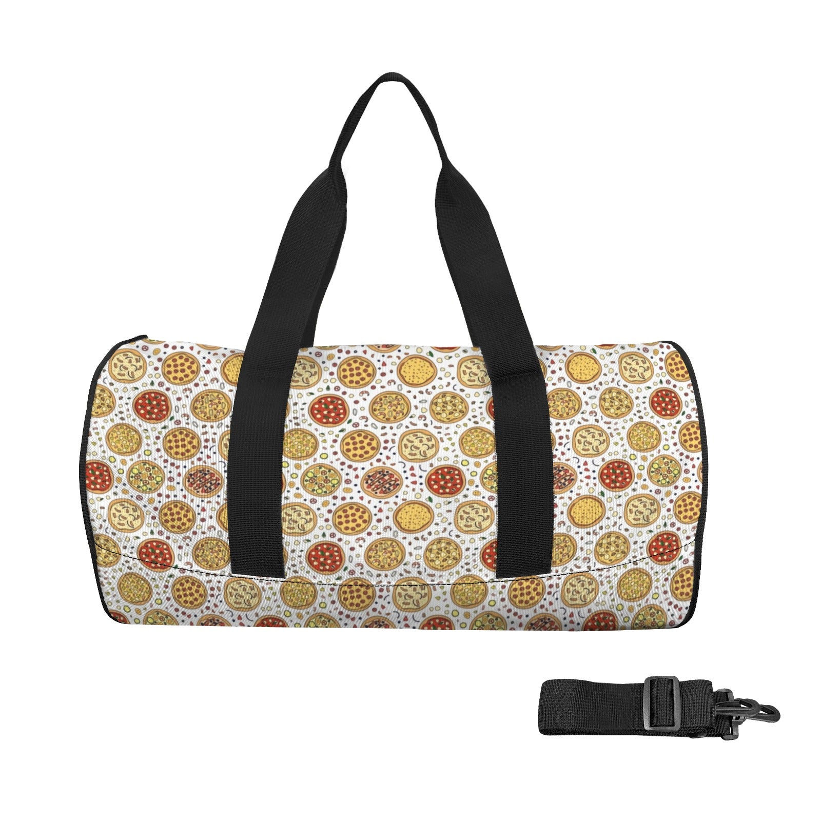 Round Pizzas On White Duffle Bag one size Duffle Bag Printed Offshore
