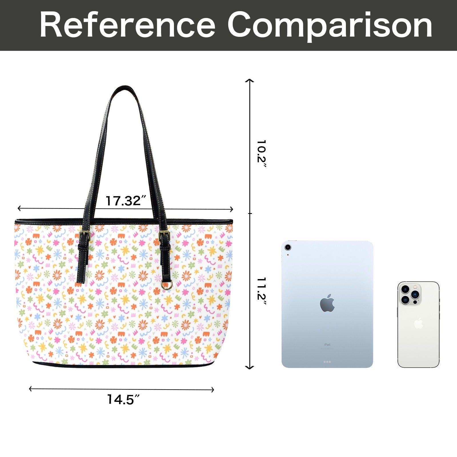 Abstract Colourful Shapes - PU Leather Tote Bag - Large