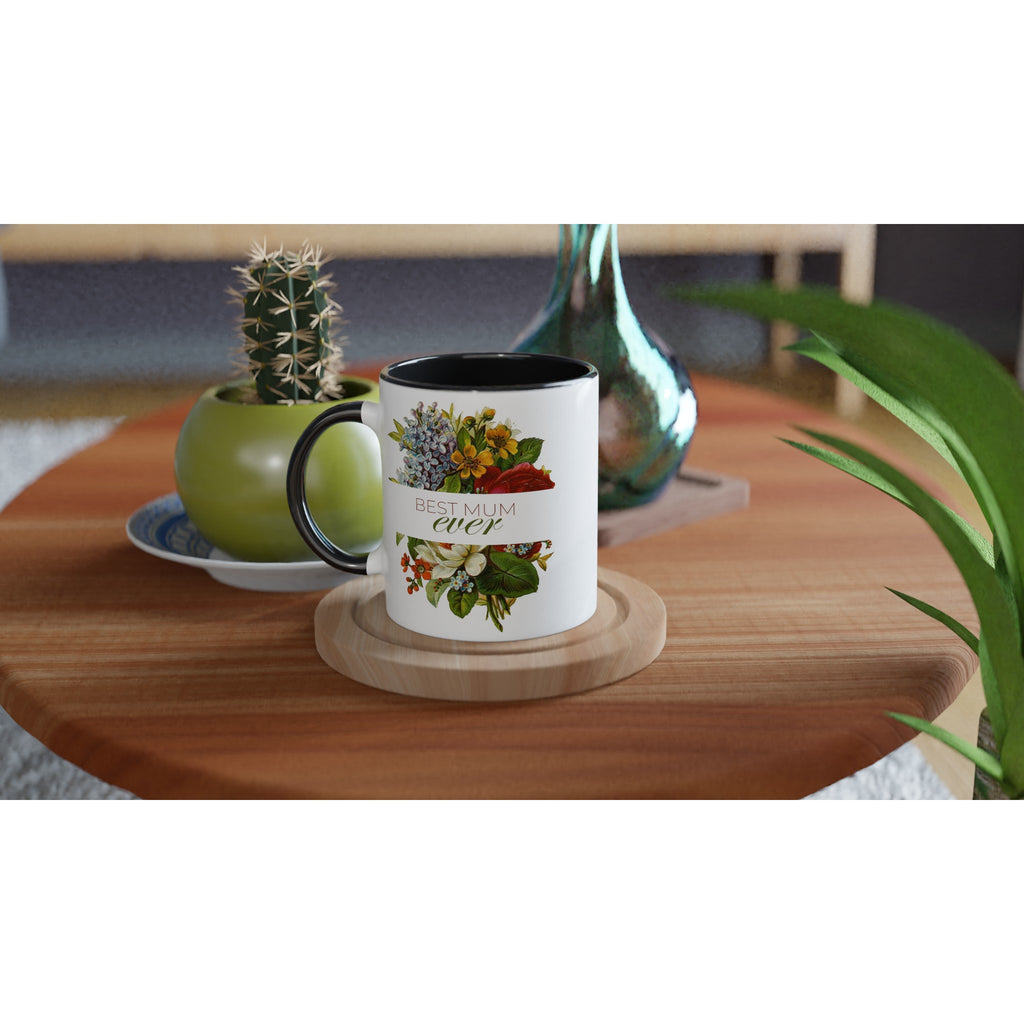 Best Mum Ever - White 11oz Ceramic Mug with Colour Inside Colour 11oz Mug Globally Fulfilled Mum