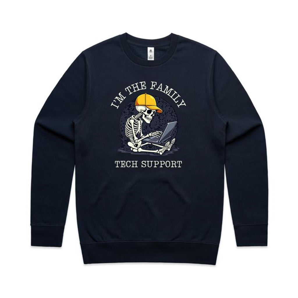 I'm The Family Tech Support, Skeleton - AS Colour Stencil Crew Sweatshirt Navy Sweatshirt Printed In Australia Tech