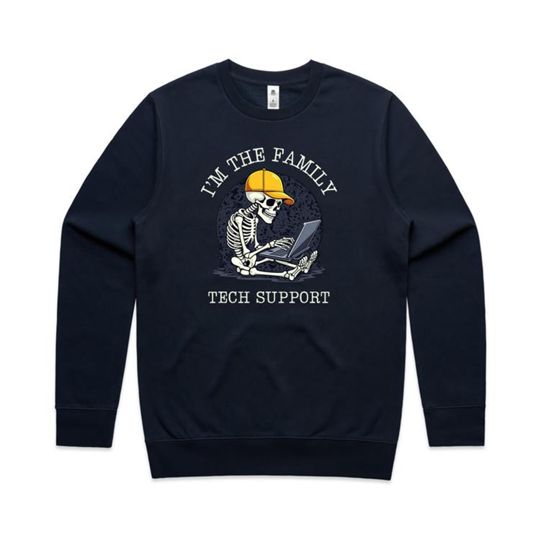 I'm The Family Tech Support, Skeleton - AS Colour Stencil Crew Sweatshirt Navy Sweatshirt Printed In Australia Tech