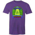 Merry Christmas Earthlings, UFO - Mens T-Shirt Purple Mens Christmas T-shirt Christmas Printed In Australia