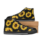Sunflowers On Black - Women's High Top Canvas Shoes