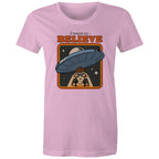 I Want To Believe, UFO - Womens T-shirt Pink Womens T-shirt Printed In Australia Sci Fi