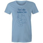 The Coffee Addicts Club - Womens T-shirt Carolina Blue Womens T-shirt Coffee Printed In Australia