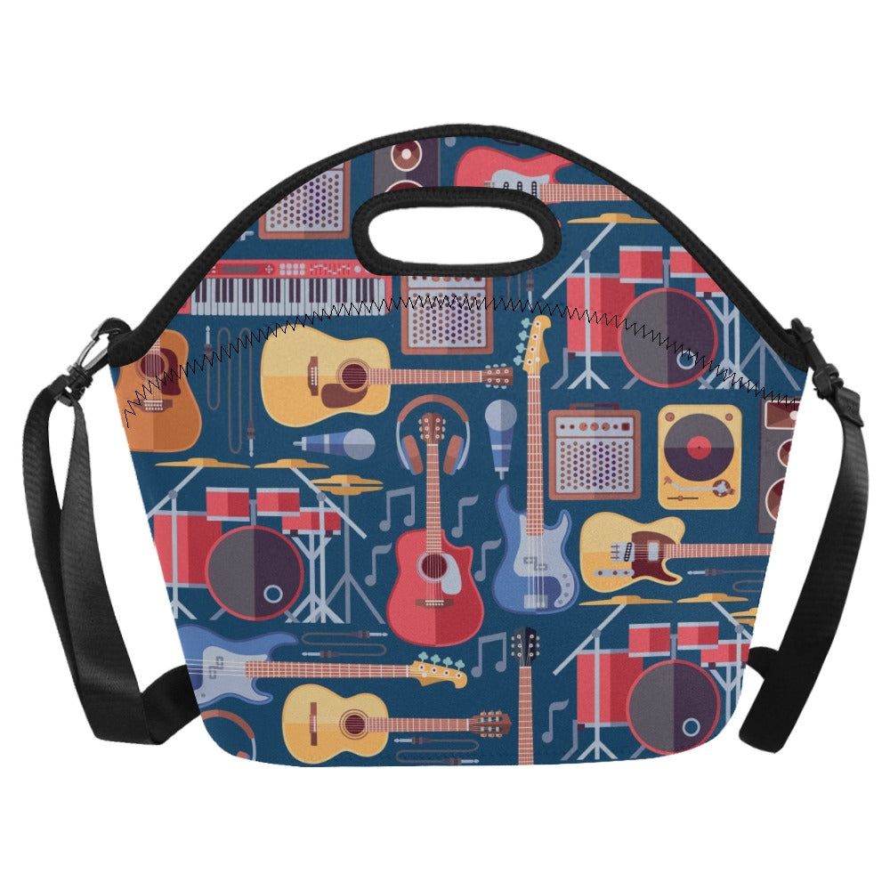 Music Instruments - Neoprene Lunch Bag/Large (Model 1669) Neoprene Lunch Bag Music Printed Offshore