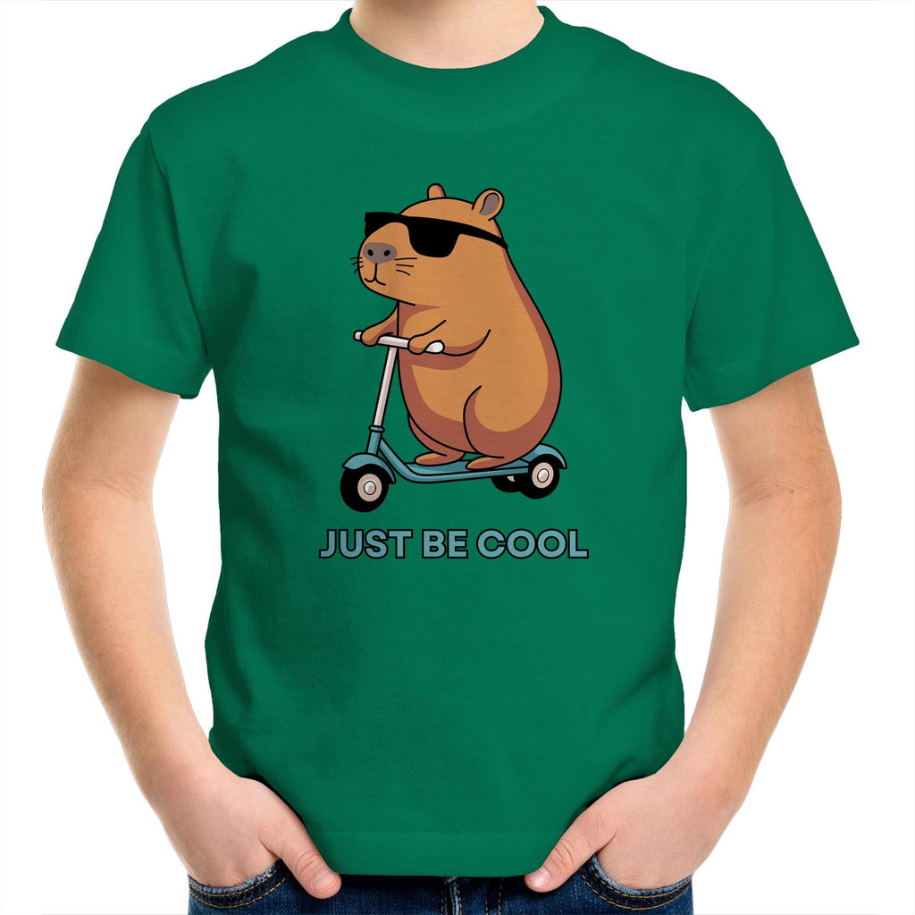 Just Be Cool, Capybara - Kids Youth T-Shirt Kelly Green Kids Youth T-shirt animal Printed In Australia