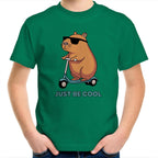 Just Be Cool, Capybara - Kids Youth T-Shirt Kelly Green Kids Youth T-shirt animal Printed In Australia