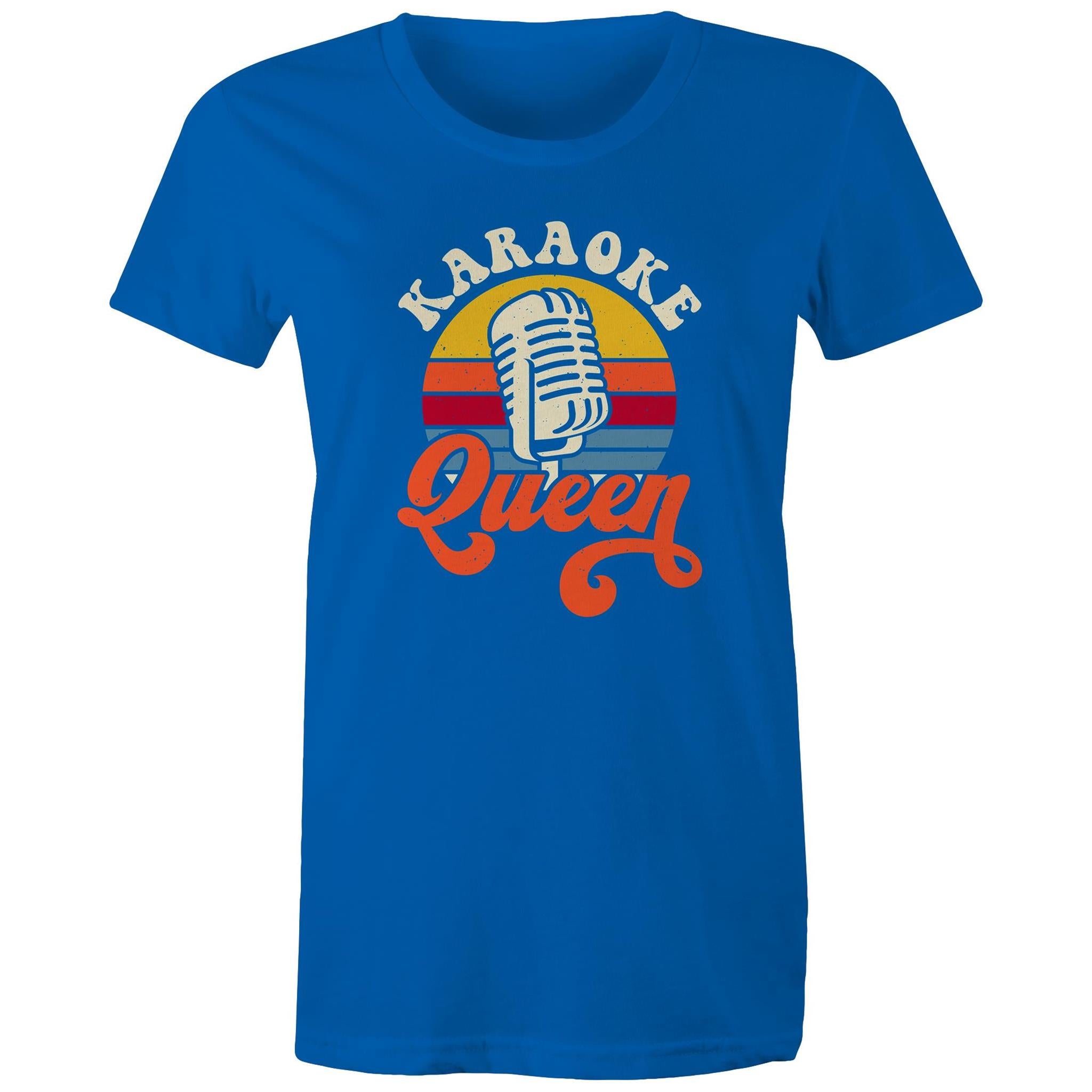 Karaoke Queen - Womens T-shirt Bright Royal Womens T-shirt Music Printed In Australia