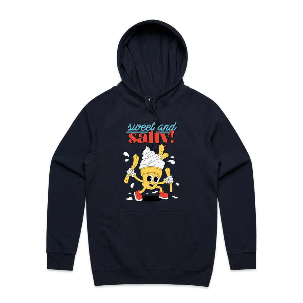 Sweet And Salty, Ice Cream And Fries - Mens Hoodie Navy Mens Hoodie Food Printed In Australia