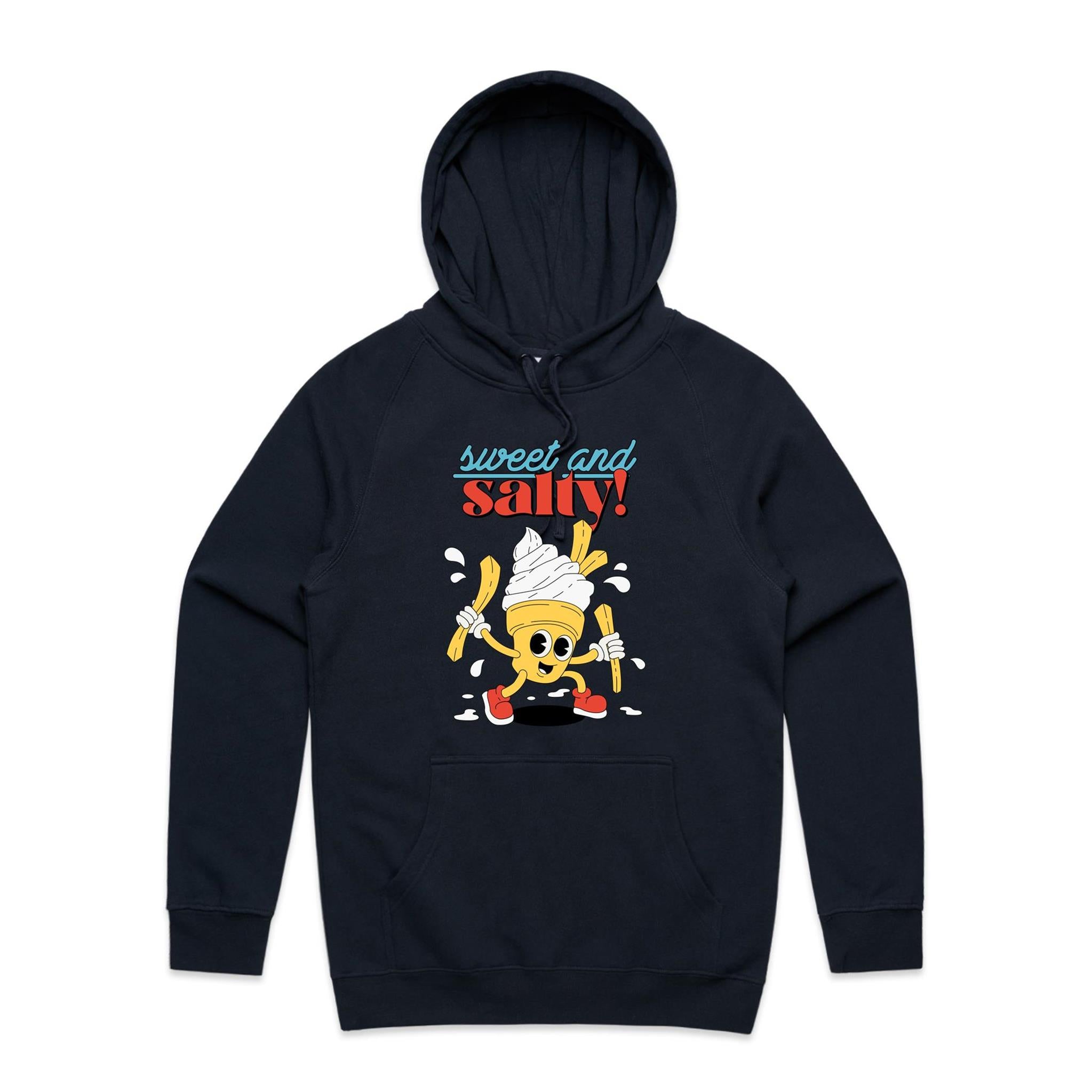 Sweet And Salty, Ice Cream And Fries - Mens Hoodie Navy Mens Hoodie Food Printed In Australia