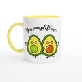 Avocado, You Complete Me White 11oz Ceramic Mug with Colour Inside Ceramic Yellow Colour 11oz Mug food Globally Fulfilled Love