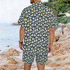 Rubber Ducks On Dark Men's Hawaiian Shirt & Shorts Set