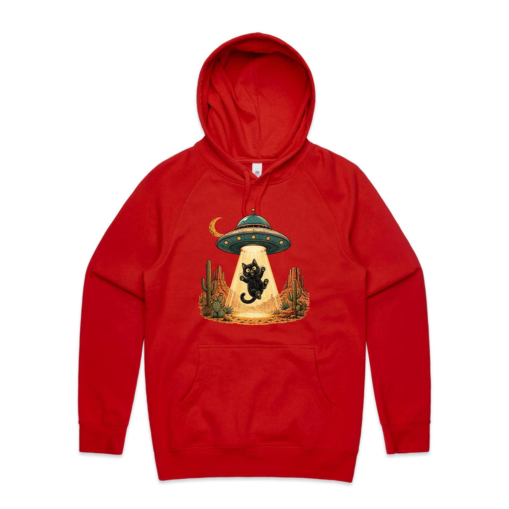Black Cat Alien UFO Abduction Men's AS Colour Hoodie