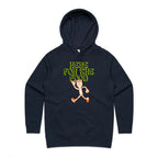 Here For The Food - Womens Hoodie Navy Womens Hoodie Food Printed In Australia
