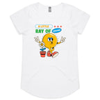 A Little Ray Of Sunshine - Womens Scoop Neck T-Shirt White Womens Scoop Neck T-shirt Positivity Printed In Australia