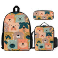 Dog Crowd Three Piece Backpack Set white One size Three Piece Backpack Set Printed Offshore