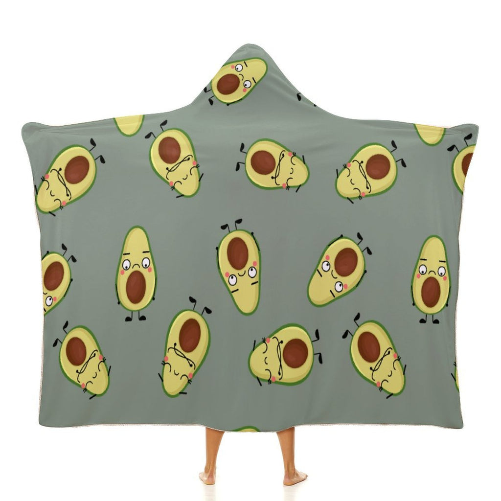 Avocado Characters Kids Hooded Blanket 100cm x 130cm white 40"×50" Kids Hooded Blanket Food Printed Offshore