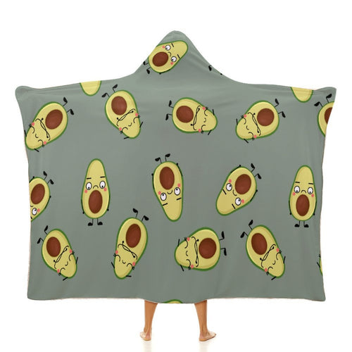 Avocado Characters Kids Hooded Blanket 100cm x 130cm white 40"×50" Kids Hooded Blanket Food Printed Offshore