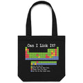 Periodic Table, Can I Lick It Canvas Tote Bag Default Title Tote Bag Printed In Australia Science