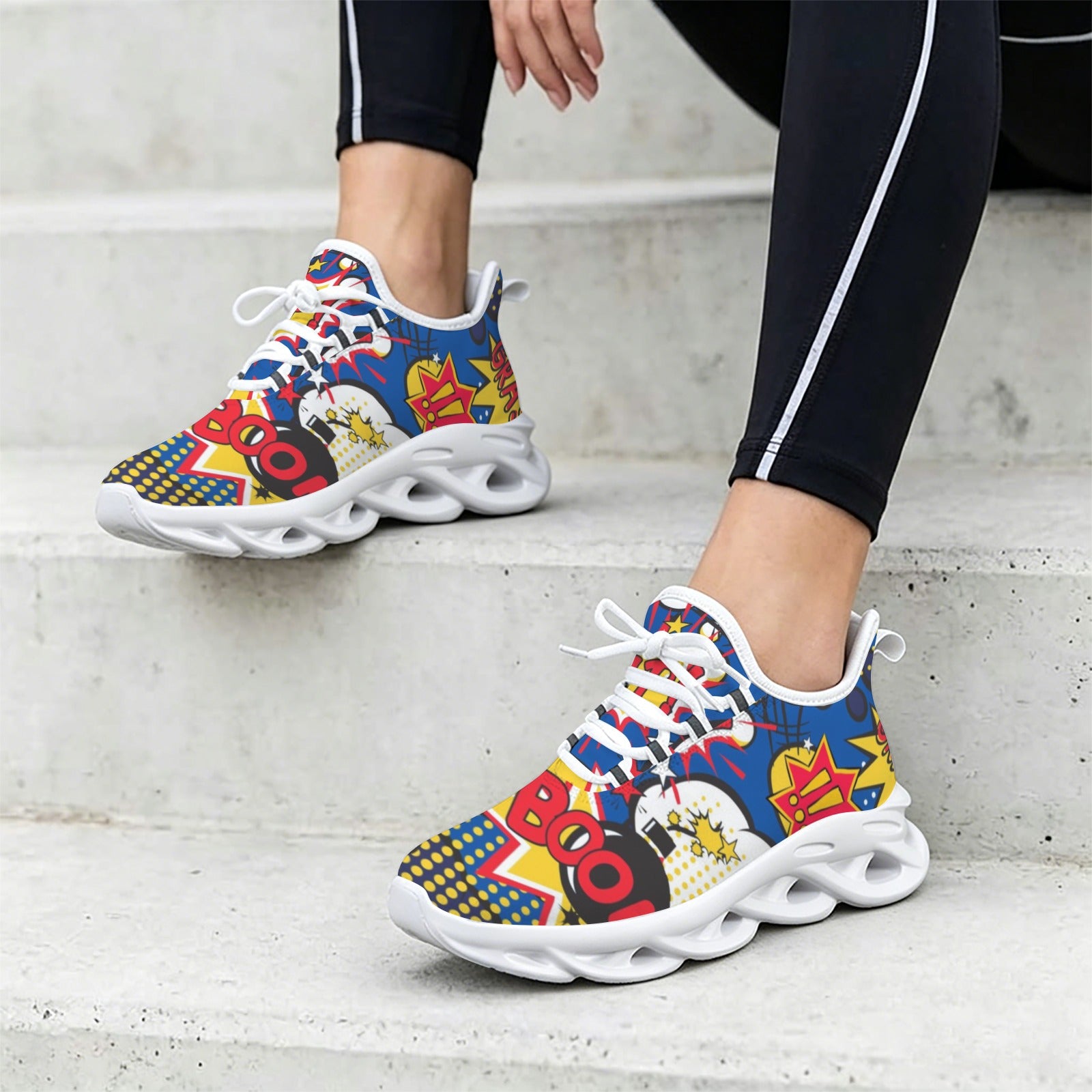 Blue Comic Book Women's Twisted Sole Sneakers
