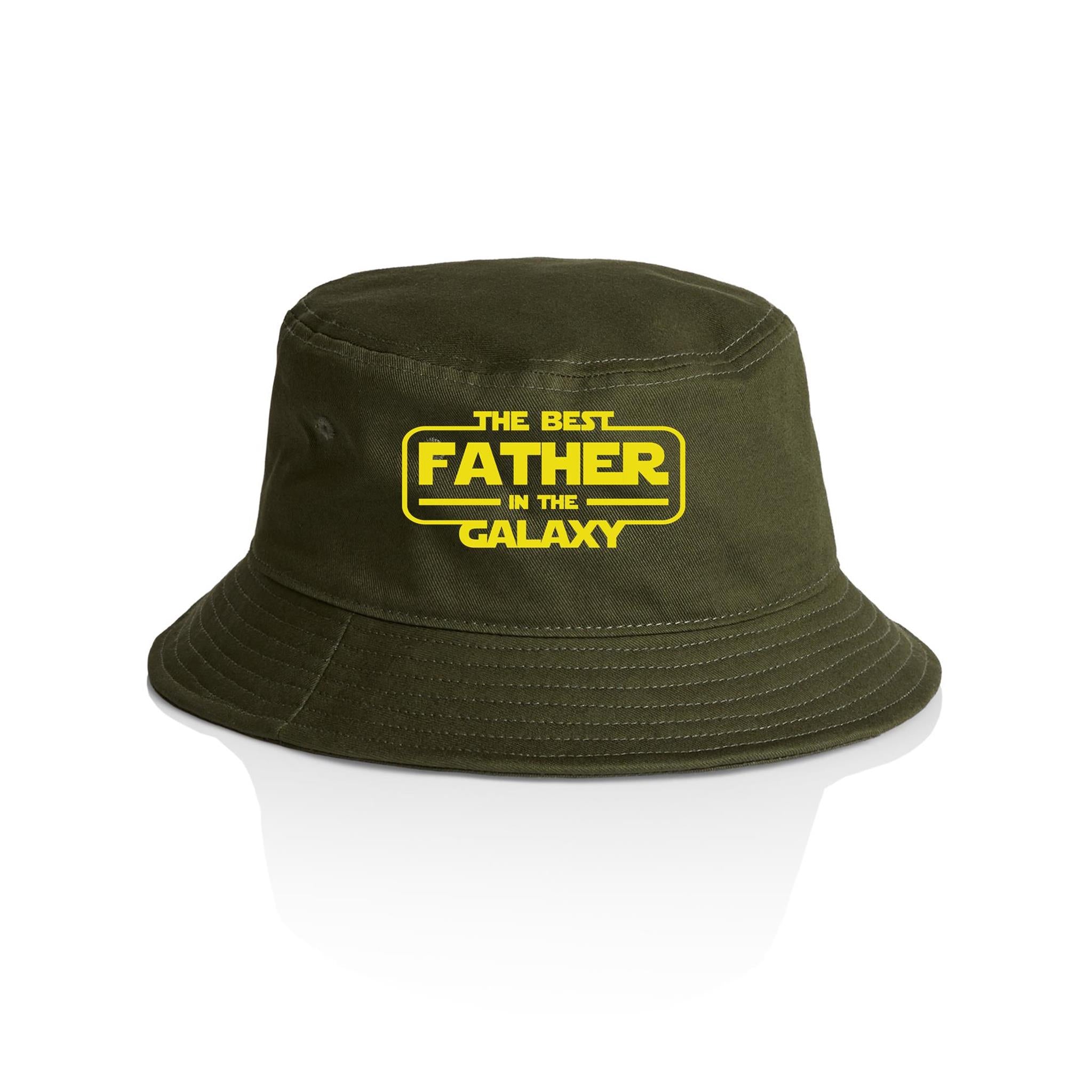 The Best Father In The Galaxy - AS Colour Bucket Hat Army One Size As Colour Bucket Hat Dad Printed In Australia Space