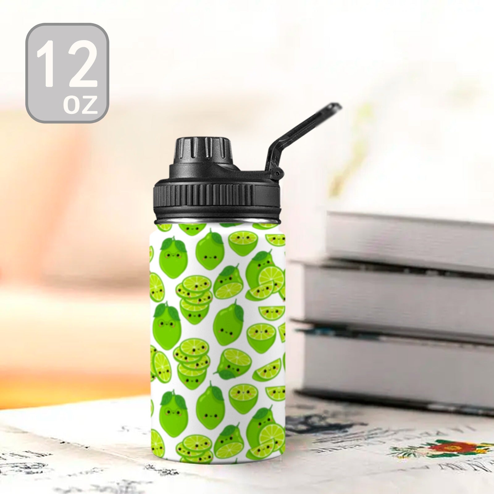 Cute Limes - Kids Water Bottle with Chug Lid (12 oz) Kids Water Bottle with Chug Lid Food Printed Offshore