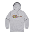 Guitar Reflection In Colour - Womens Hoodie Grey Marle Womens Hoodie Music Printed In Australia