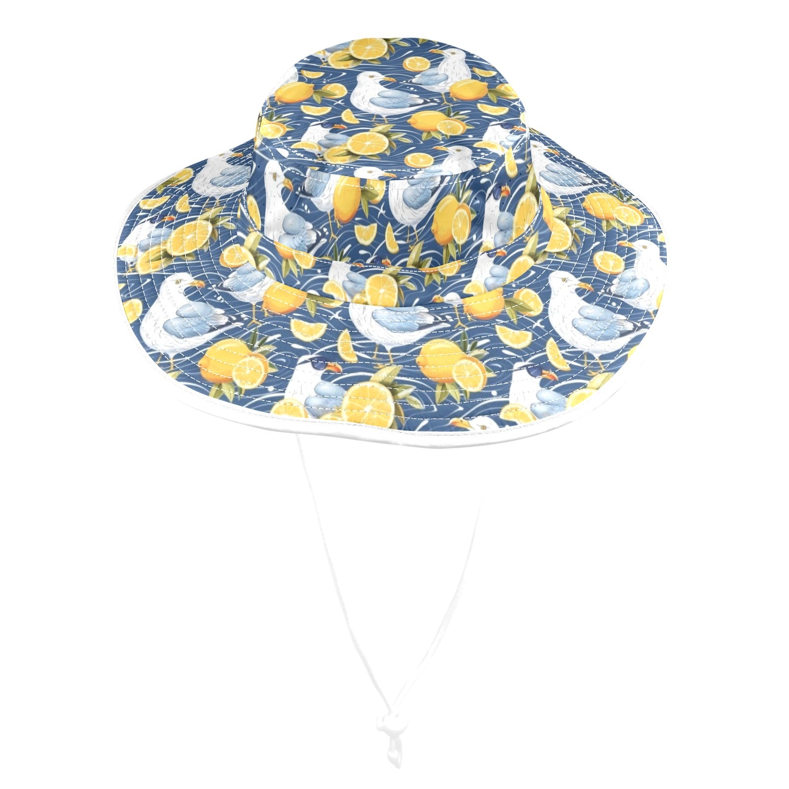 Lemon Seagull Wide Brim Bucket Hat Wide Brim Bucket Hat Birds Printed Offshore