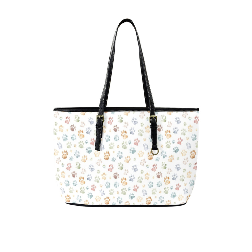 Paw Print PU Leather Tote Bag Large One Size Leather Tote Bag-Large animal Printed Offshore