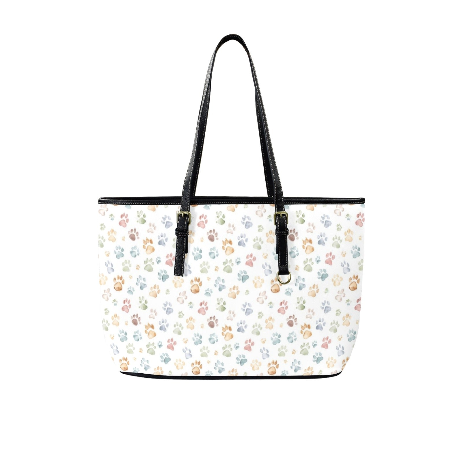 Paw Print PU Leather Tote Bag Large One Size Leather Tote Bag-Large animal Printed Offshore