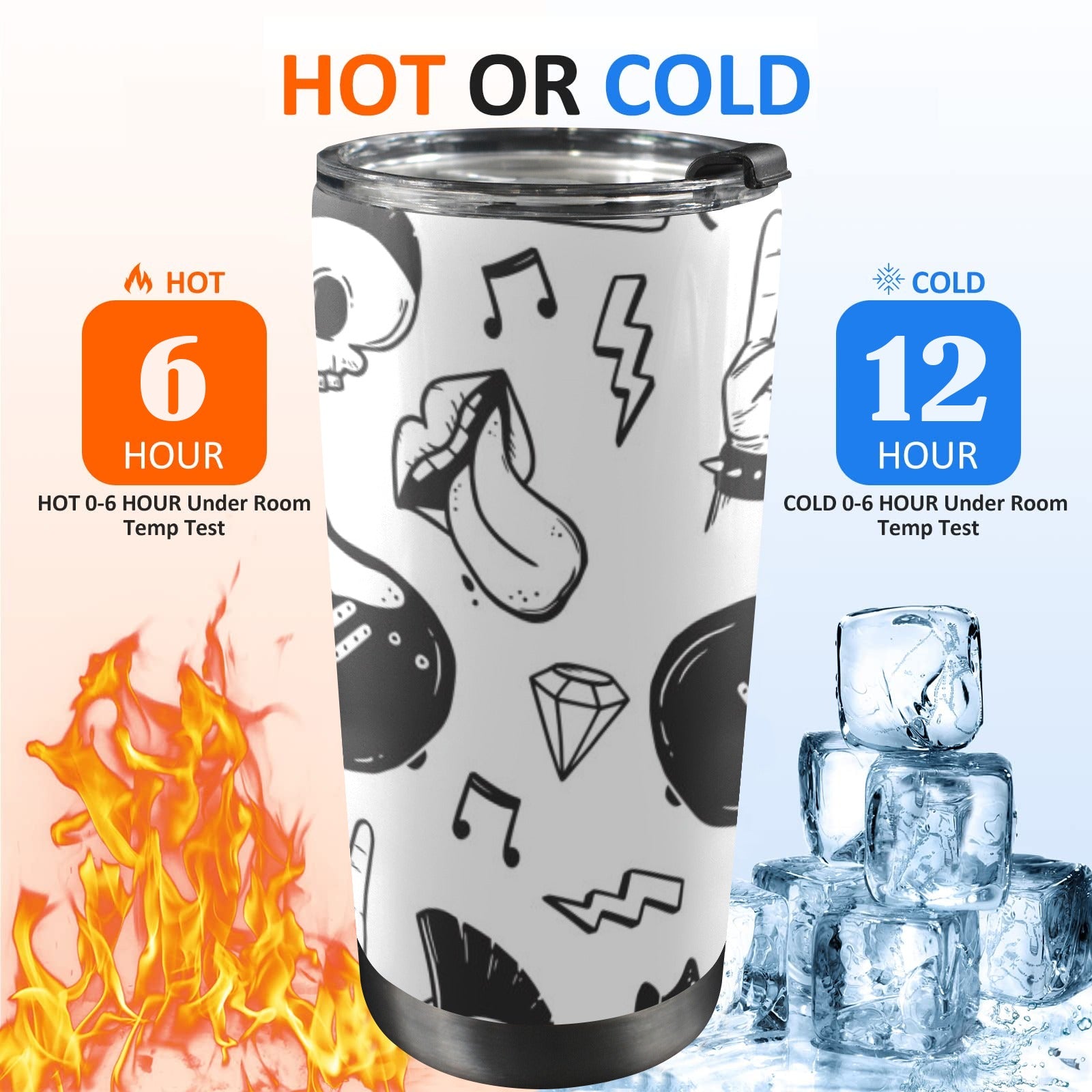 Rock Music - 20oz Mobile Tumbler with Lid (Black Lock) 20oz Travel Mug Music Printed Offshore