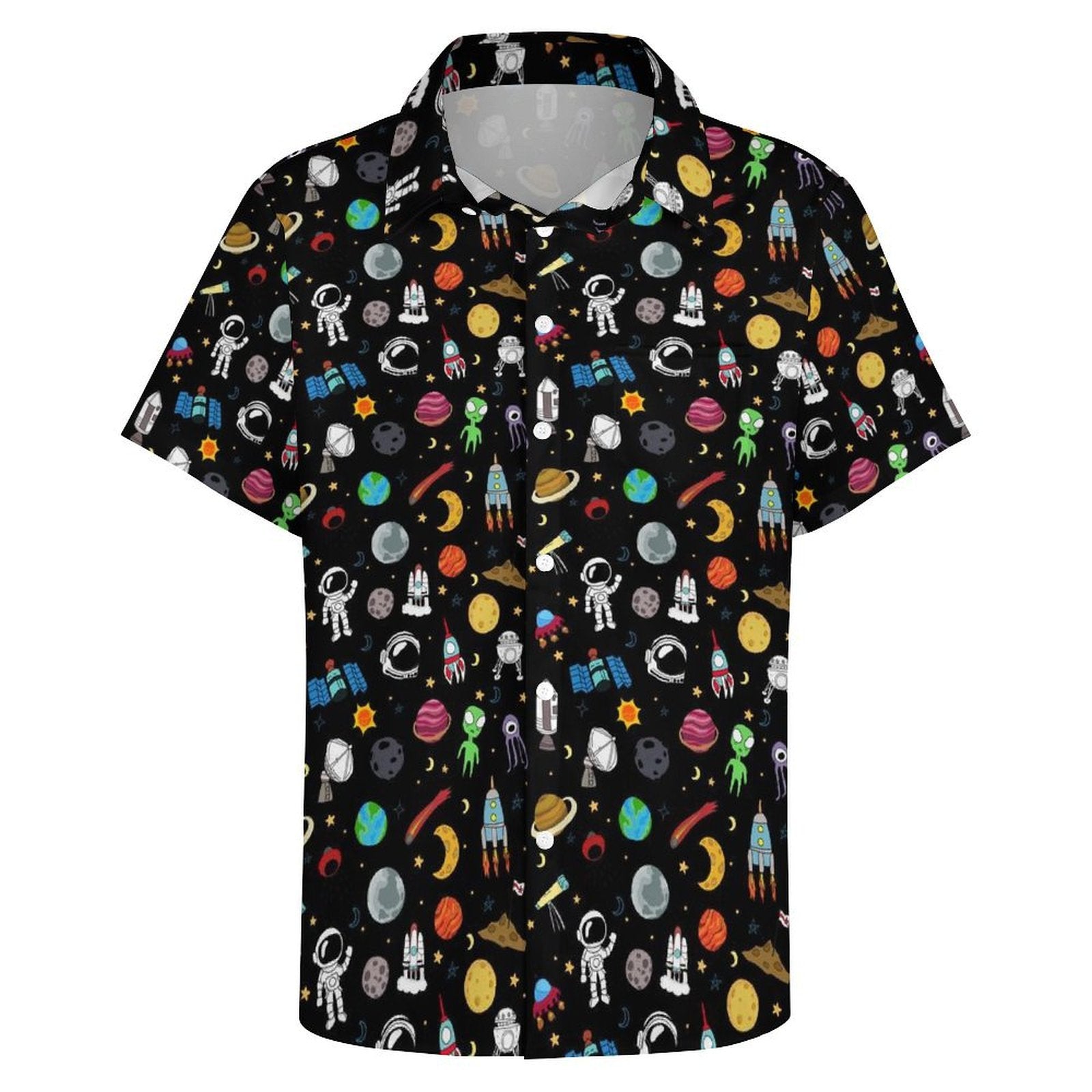 Kids Space Women's Short-Sleeve Button Up Shirt Women's Short-Sleeve Button Up Shirt Printed Offshore Space