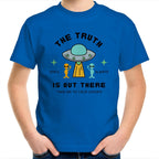 The Truth Is Out There, Alien UFO - Kids Youth T-Shirt Bright Royal Kids Youth T-shirt Printed In Australia Sci Fi
