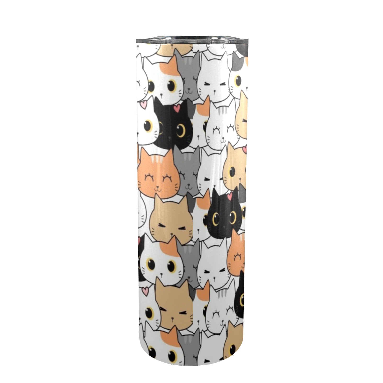 Cute Cartoon Cats - 20oz Tall Skinny Tumbler with Lid and Straw