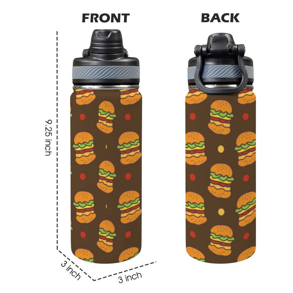 Burgers - Insulated Water Bottle with Dual-Use Lid (18oz) Insulated Water Bottle with Dual-Use Lid (18oz) Food Printed Offshore