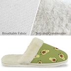 Avocado Characters Men's Fur Trim Thick-Sole Indoor Slippers Men's Fur Trimmed Slippers Food Printed Offshore