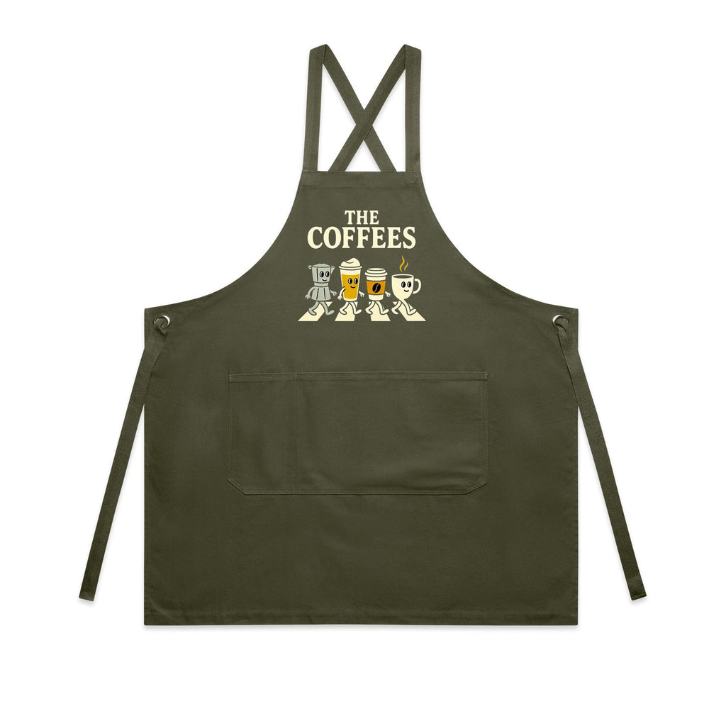 The Coffees, Crossing Road AS Colour Carrie Apron Army One Size Apron Coffee Music Printed In Australia