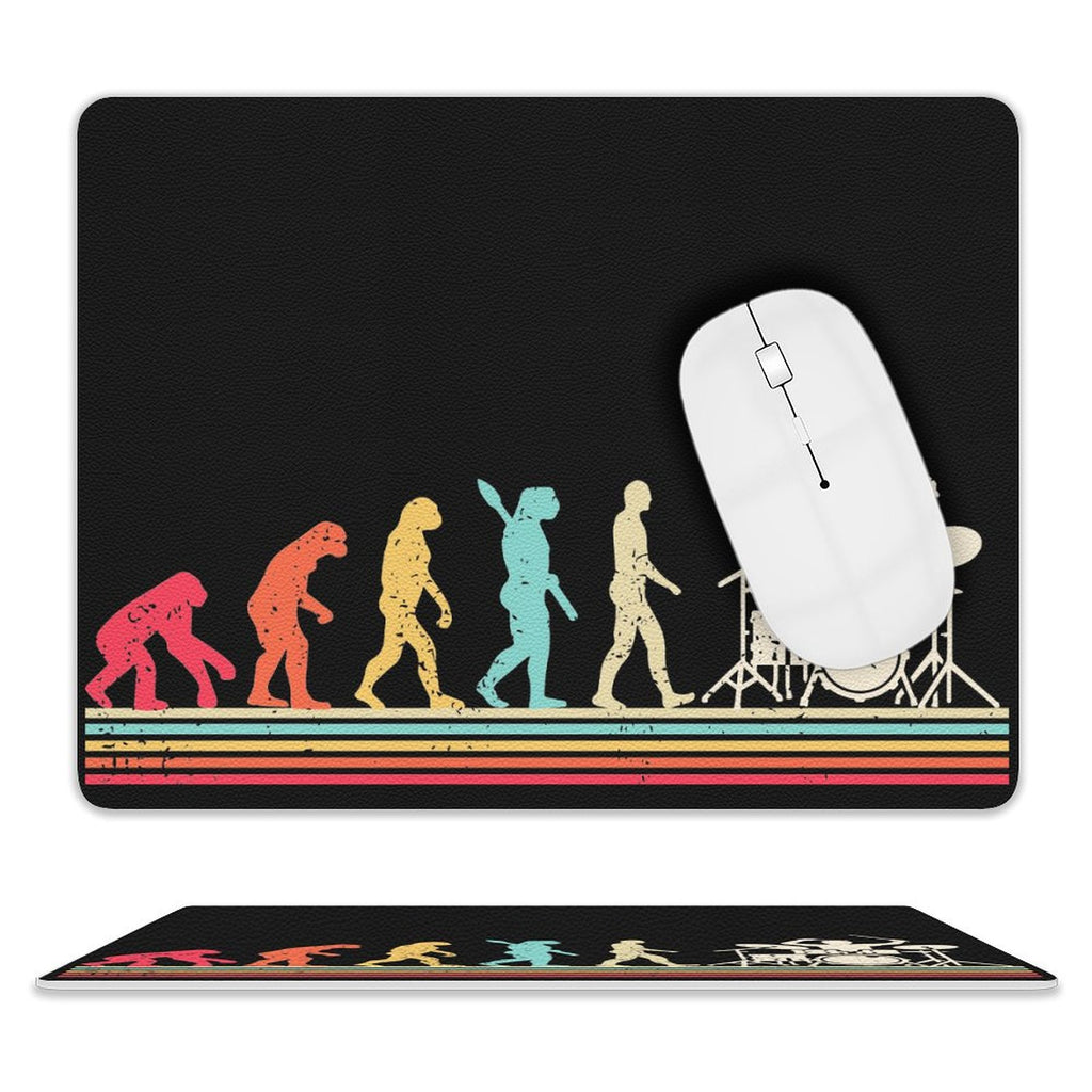 Evolution Of A Drummer Leather Mouse Pad white One size Leather Mouse Pad Music Printed Offshore