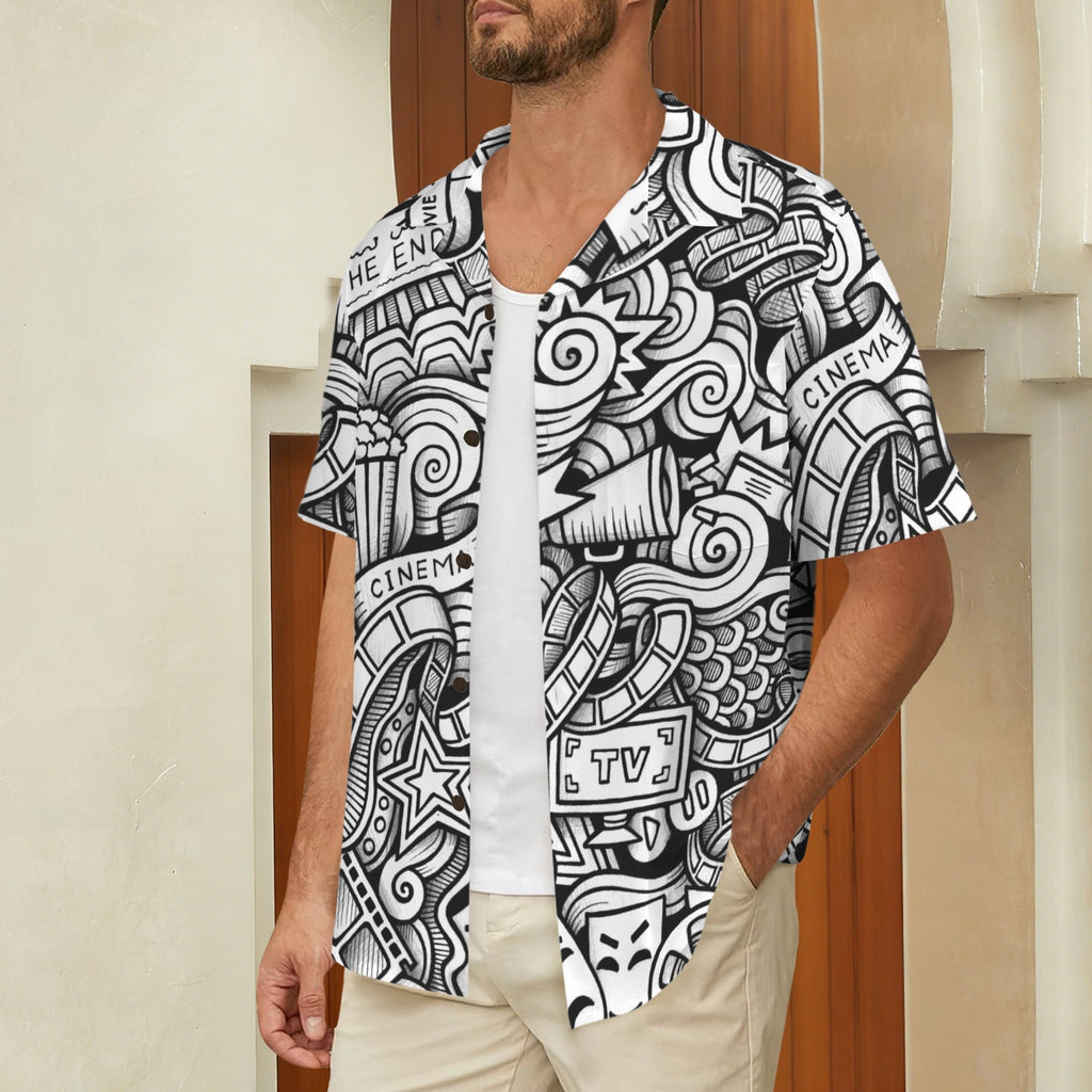Entertainment Men's Short Sleeve Hawaiian Shirt Men's Hawaiian Shirt (New) Printed Offshore