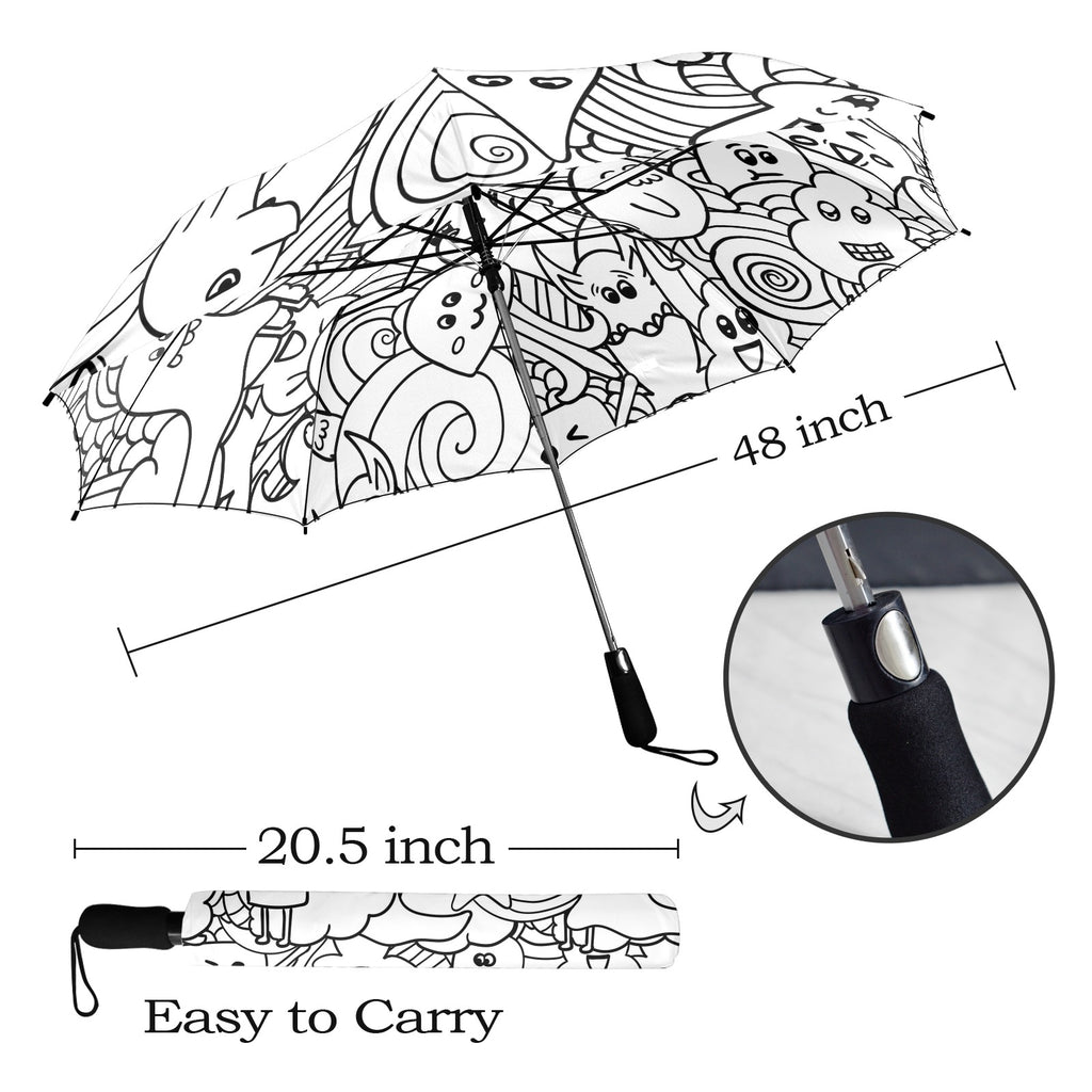 Black And White Creatures - Semi-Automatic Foldable Umbrella (Model U12) Semi-Automatic Foldable Umbrella (U12)