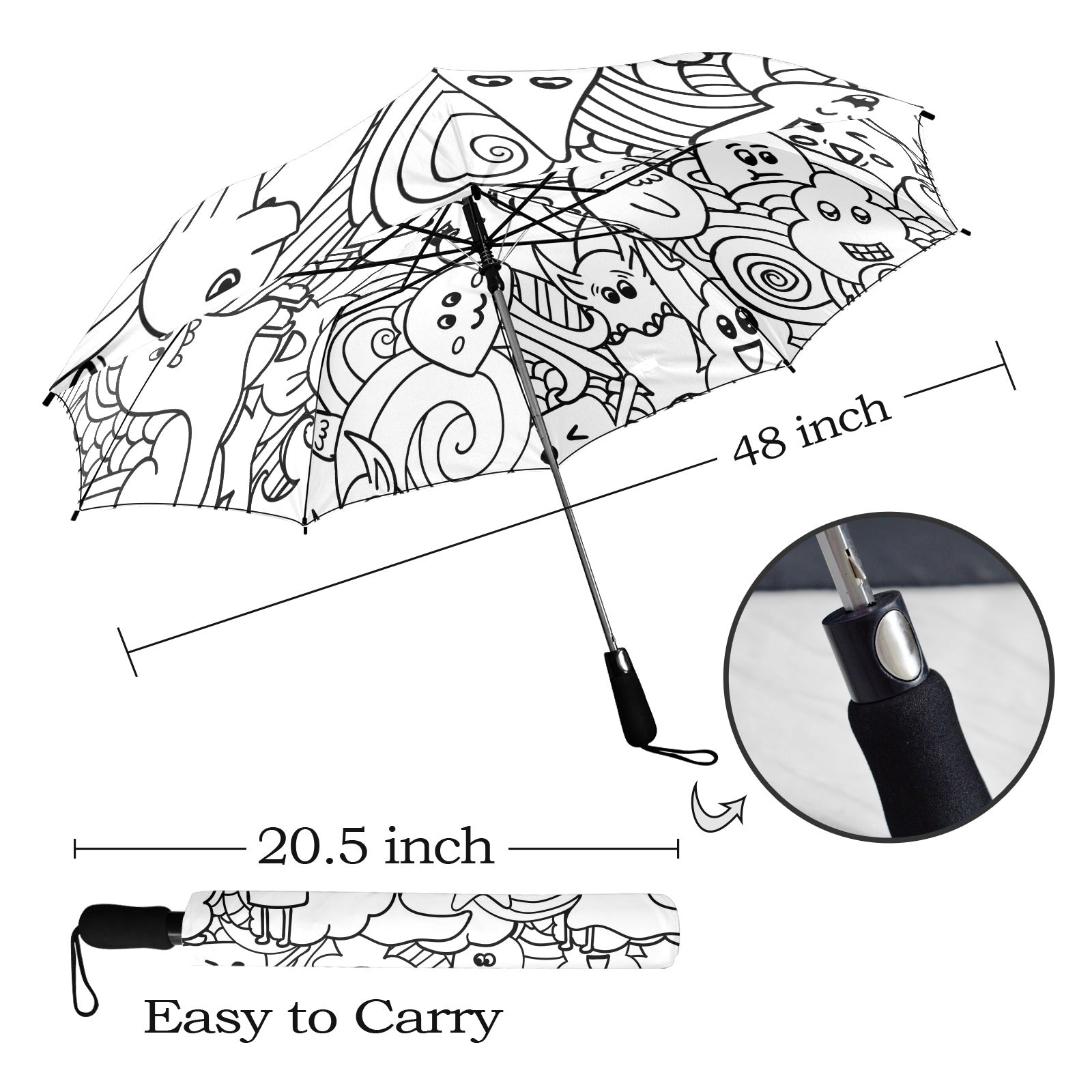 Black And White Creatures - Semi-Automatic Foldable Umbrella (Model U12) Semi-Automatic Foldable Umbrella (U12)