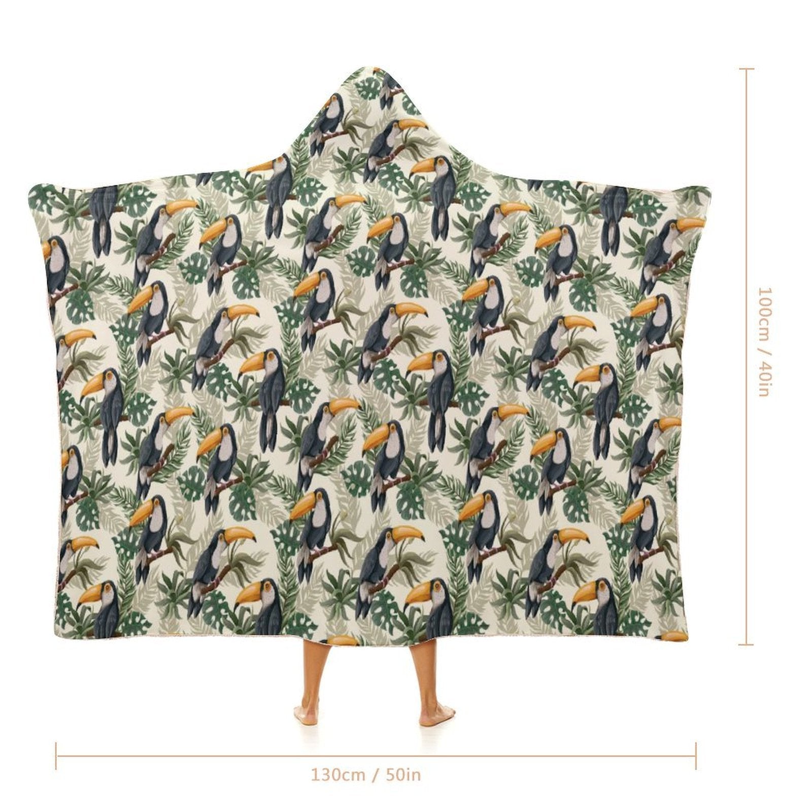 Toucan Jungle Kids Hooded Blanket 100cm x 130cm Kids Hooded Blanket animal Printed Offshore