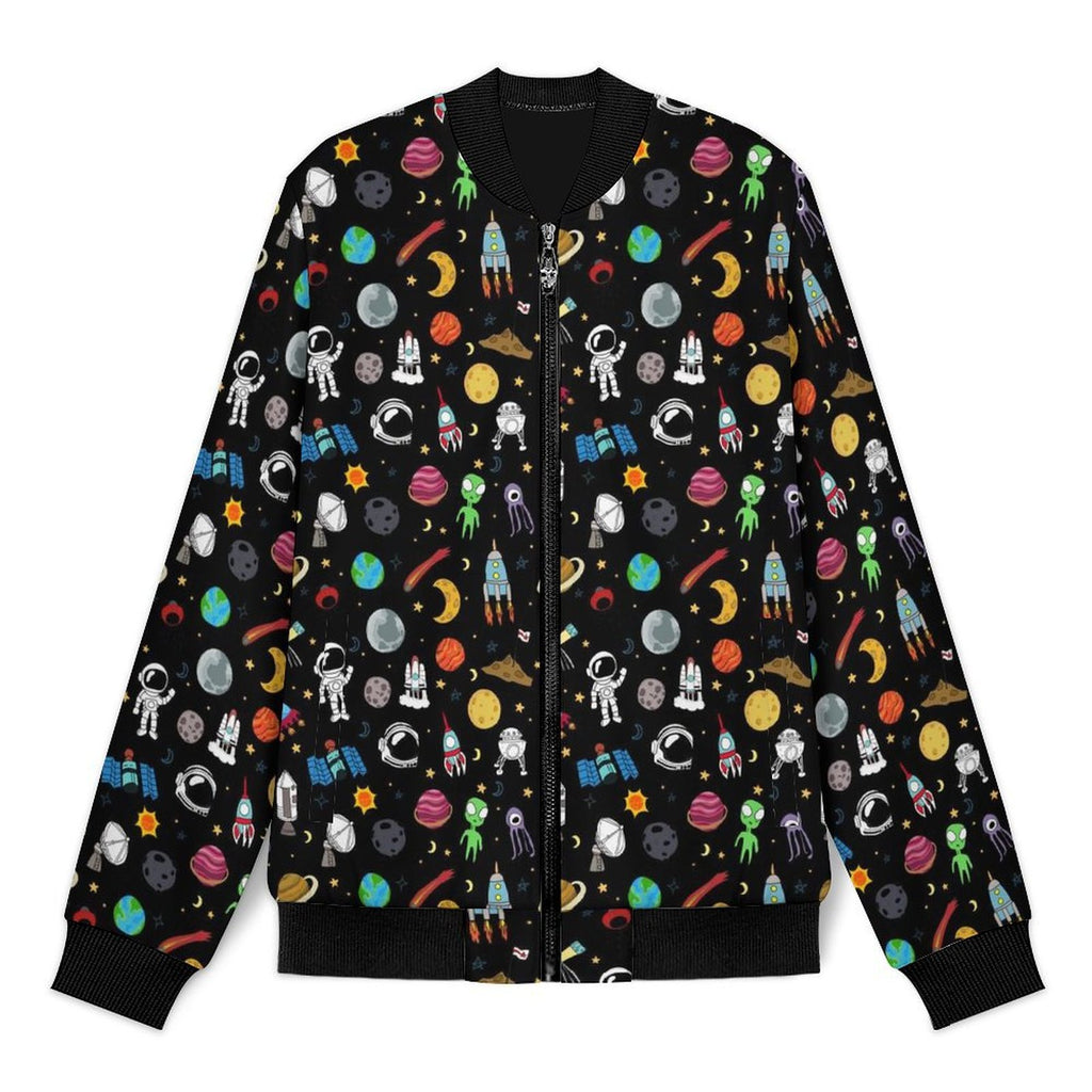 Fun Space Men's Casual Zip‑Up Bomber Jacket