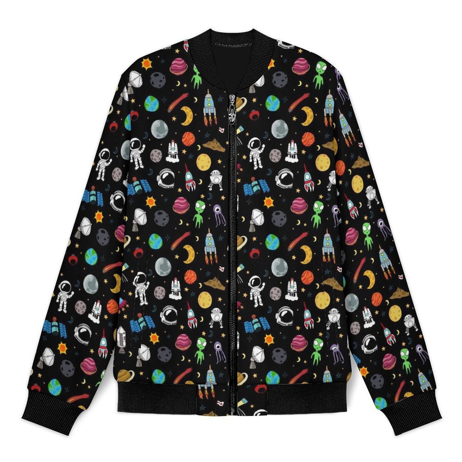 Fun Space Men's Casual Zip‑Up Bomber Jacket