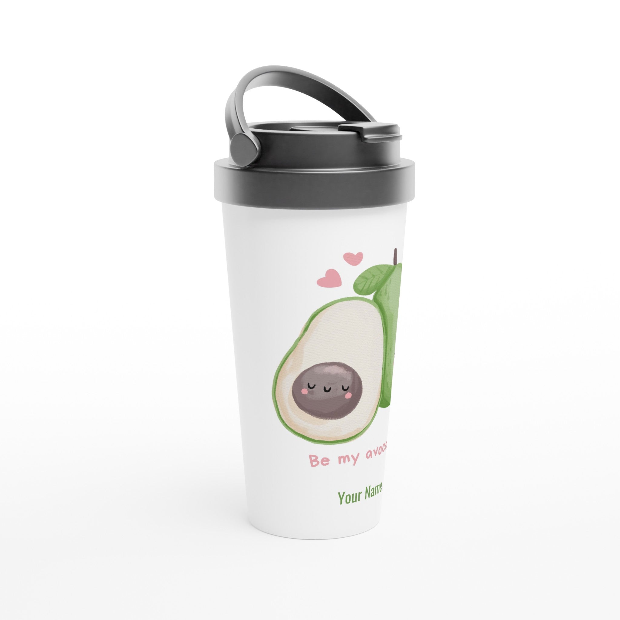 Personalised - Be My Avocado - White 15oz Stainless Steel Travel Mug Personalised Travel Mug customise Globally Fulfilled love personalise
