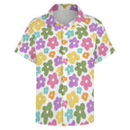 Pastel Flowers Women's Short-Sleeve Button Up Shirt