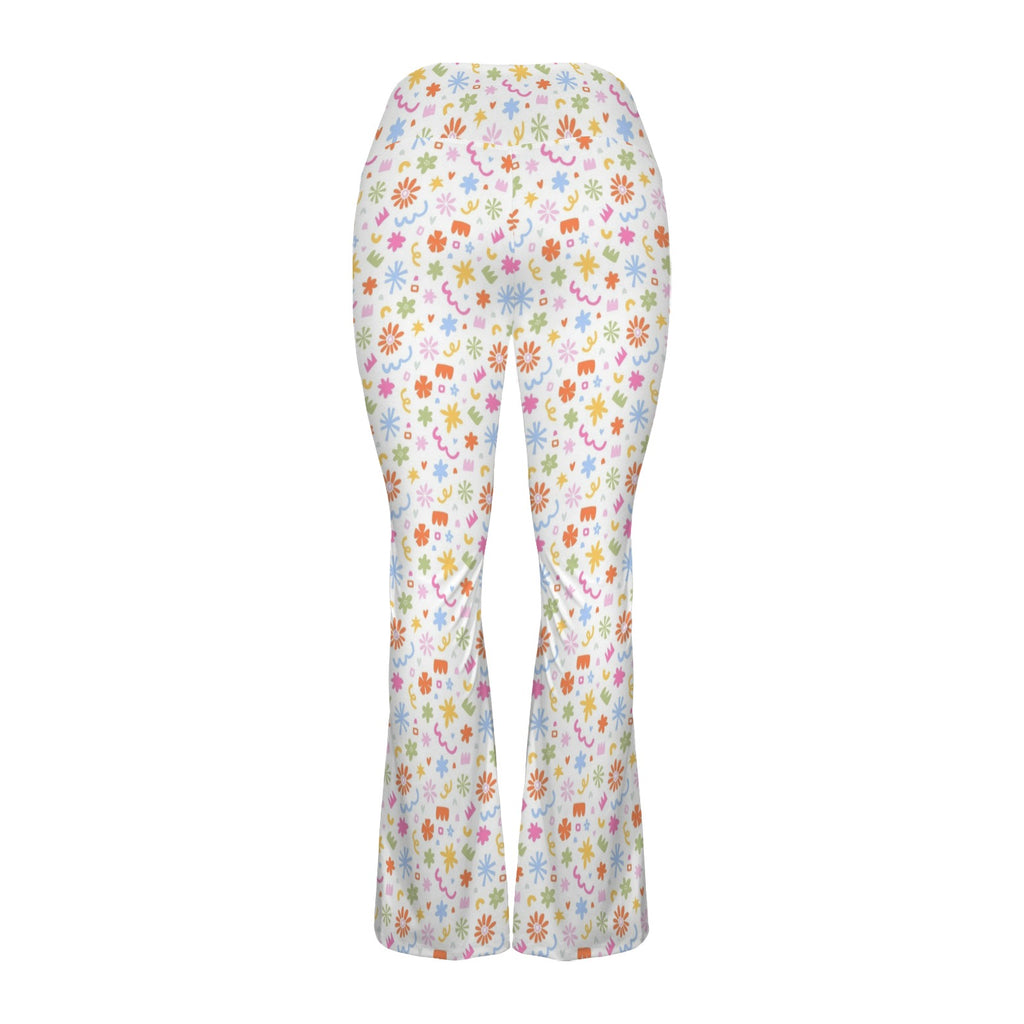 Abstract Colourful Shapes High Waist Crossover Tummy Control Flare Leggings High Waist Flare Leggings Printed Offshore
