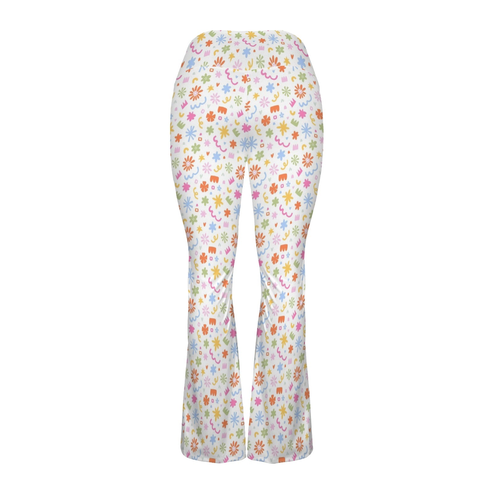 Abstract Colourful Shapes - High Waist Crossover Tummy Control Flare Leggings